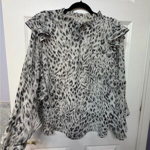 Ann Taylor Gray Animal Print Blouse